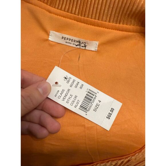 Peppermayo Burnt Orange Long Sleeve Pacsun Wrap Style Mini Dress Size 4 NWT - Picture 3 of 4